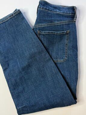Barrel-Leg Jeans Old Navy Women's High-Rise Dark Wash Blue Denim Size 6